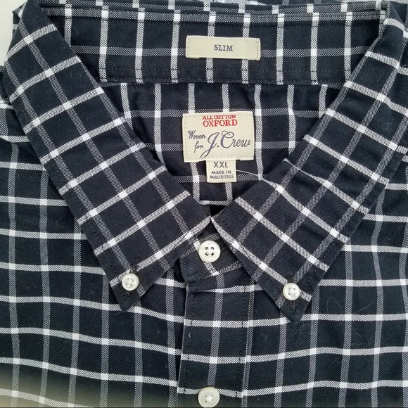 J.Crew Slim Cut Black White Checkered Oxford Button Down Shirt - Picture 3 of 5